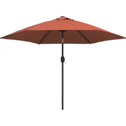 Tuin & Gazon*vidaXL Parasol met LED-verlichting en stalen paal 300 cm Terracotta