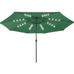 Tuin & Gazon*vidaXL Parasol met LED-verlichting 400 cm Groen