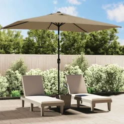 Tuin & Gazon*vidaXL Parasol met metalen paal 300x200 cm Taupe