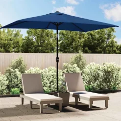 Tuin & Gazon*vidaXL Parasol met metalen paal 300x200 cm Azuurblauw