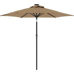 Tuin & Gazon*vidaXL Parasol met stalen paal 225x225x212 cm Taupe