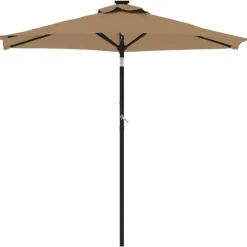 Tuin & Gazon*vidaXL Parasol met stalen paal 225x225x212 cm Taupe