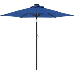 Tuin & Gazon*vidaXL Parasol met stalen paal 225x225x212 cm azuurblauw