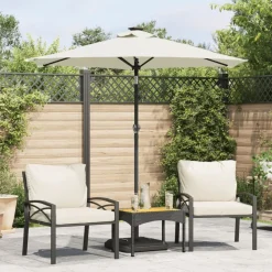 Tuin & Gazon*vidaXL Parasol met stalen paal 225x225x212 cm Wit