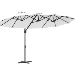 Tuin & Gazon*vidaXL Parasol 372 x 198 x 243 cm Polyester en Aluminium Zand