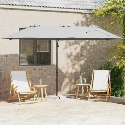 Tuin & Gazon*vidaXL Parasol 372 x 198 x 243 cm Polyester en Aluminium Zand