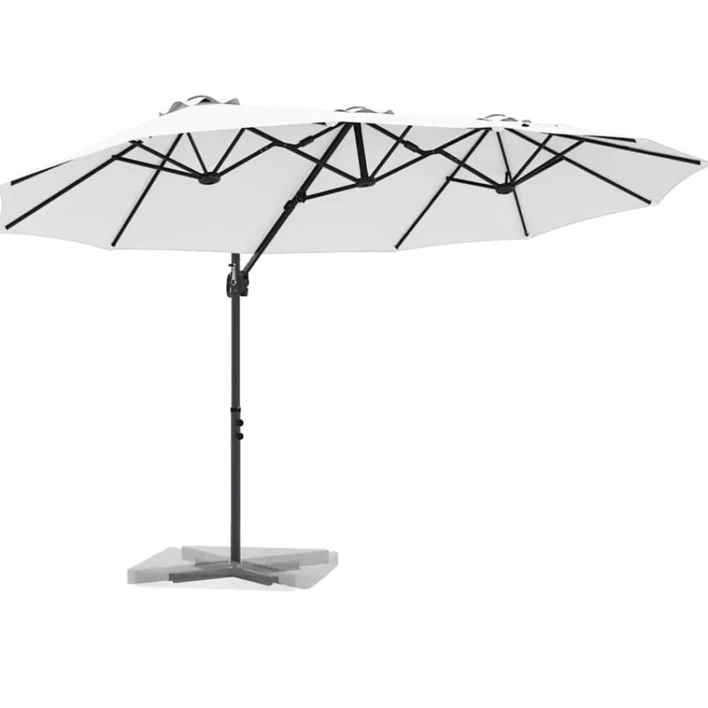 Tuin & Gazon*vidaXL Parasol 372 x 198 x 243 cm Polyester en Aluminium Zand