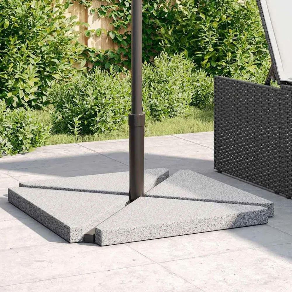 Tuin & Gazon*vidaXL Parasolvoetplaten 4 st driehoekig 14 kg graniet Grijs