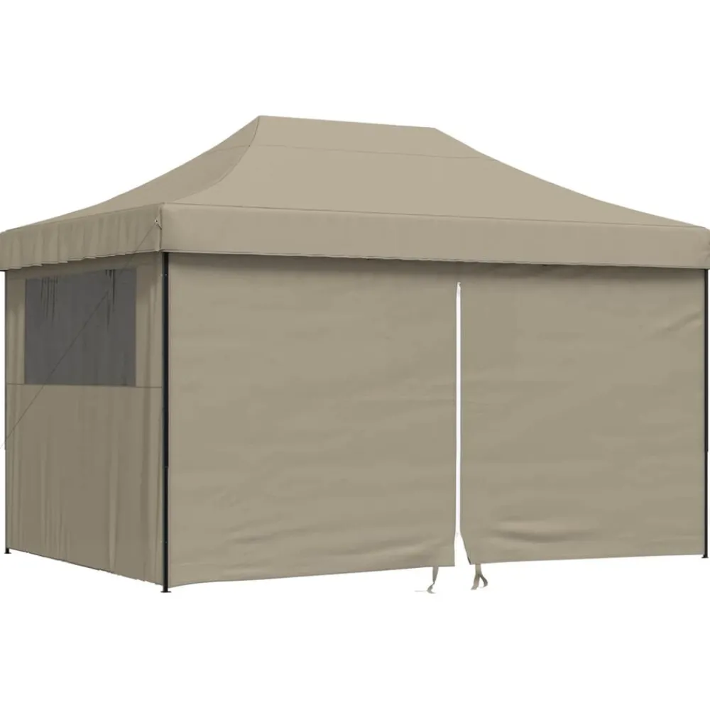 Tuin & Gazon*vidaXL Partytent inklapbaar pop-up met 4 zijwanden Taupe