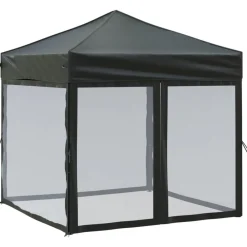 Tuin & Gazon*vidaXL Partytent inklapbaar met zijwanden 2x2 m Zwart