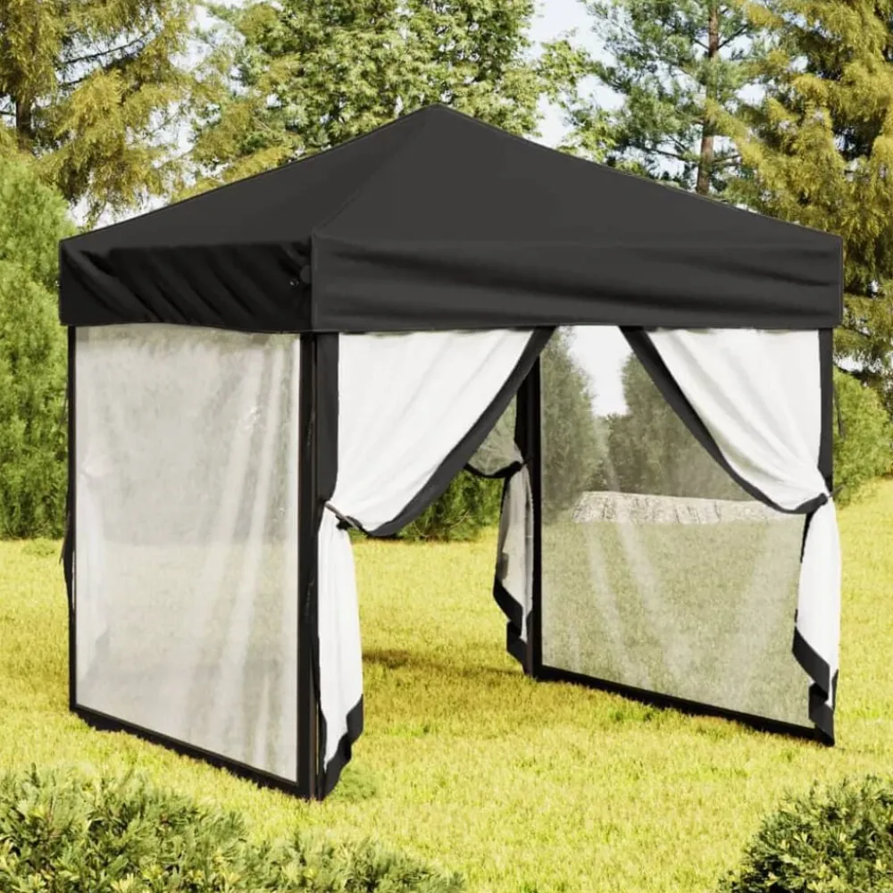 Tuin & Gazon*vidaXL Partytent inklapbaar met zijwanden 2x2 m Zwart