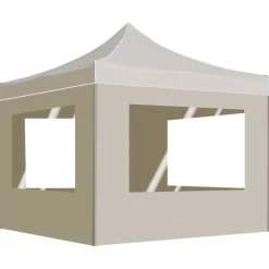 Tuin & Gazon*vidaXL Partytent inklapbaar met wanden 3x3 m aluminium crème Cr&egrave;me