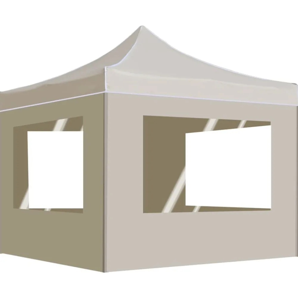 Tuin & Gazon*vidaXL Partytent inklapbaar met wanden 3x3 m aluminium crème Crème