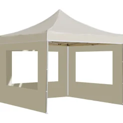 Tuin & Gazon*vidaXL Partytent inklapbaar met wanden 3x3 m aluminium crème Cr&egrave;me