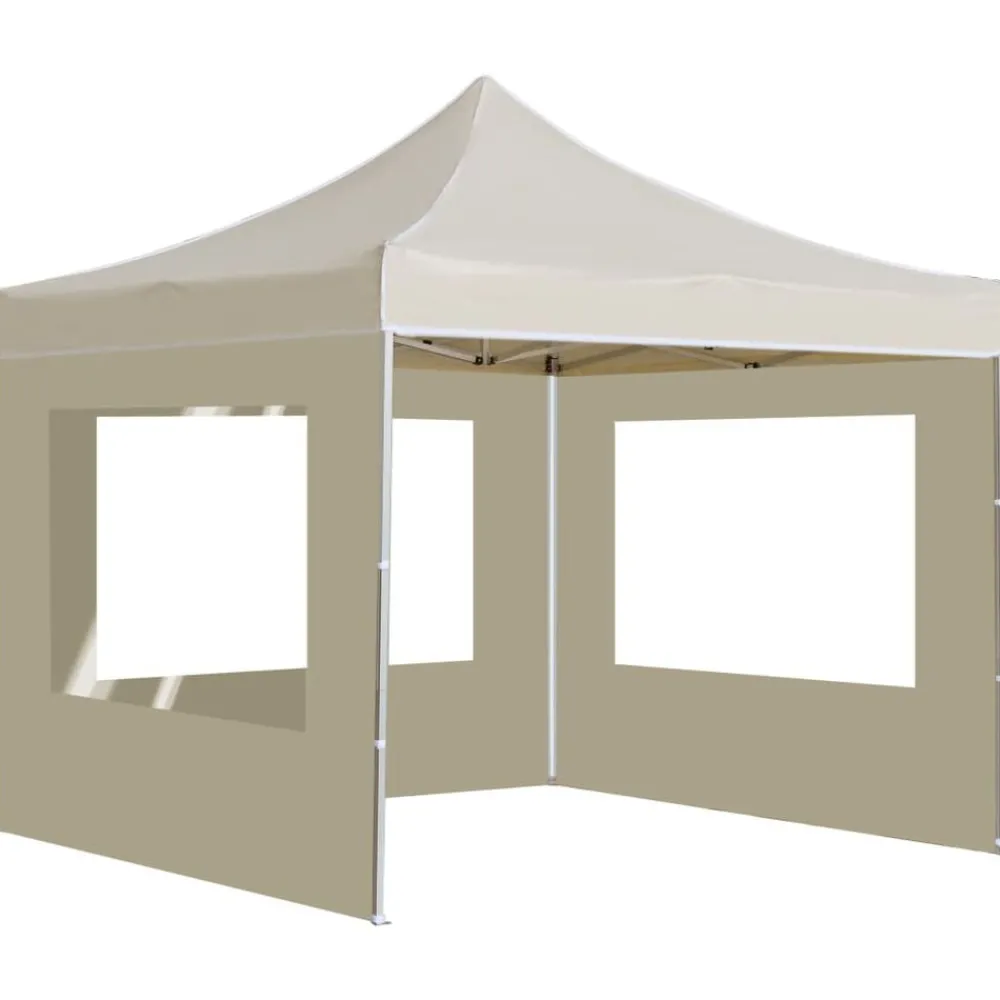 Tuin & Gazon*vidaXL Partytent inklapbaar met wanden 3x3 m aluminium crème Crème