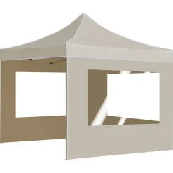 Tuin & Gazon*vidaXL Partytent inklapbaar met wanden 3x3 m aluminium crème Crème