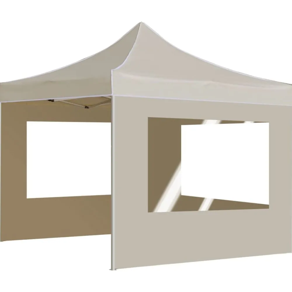 Tuin & Gazon*vidaXL Partytent inklapbaar met wanden 3x3 m aluminium crème Crème