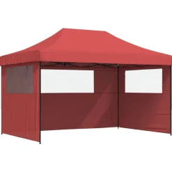 Tuin & Gazon*vidaXL Partytent inklapbaar pop-up met 3 zijwanden Bordeauxrood