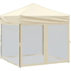 Tuin & Gazon*vidaXL Partytent inklapbaar met zijwanden 2x2 m crèmekleurig Cr&egrave;me
