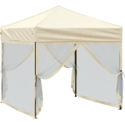 Tuin & Gazon*vidaXL Partytent inklapbaar met zijwanden 2x2 m crèmekleurig Cr&egrave;me