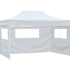 Tuin & Gazon*vidaXL Partytent met 3 zijwanden inklapbaar 280x410x315 cm staal Wit