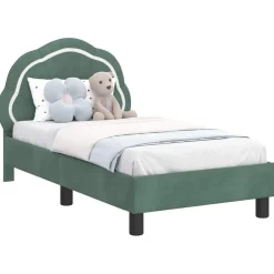 Peuterbedframe met hoofdbord 70 x 140 cm Fluweel>vidaXL Clearance