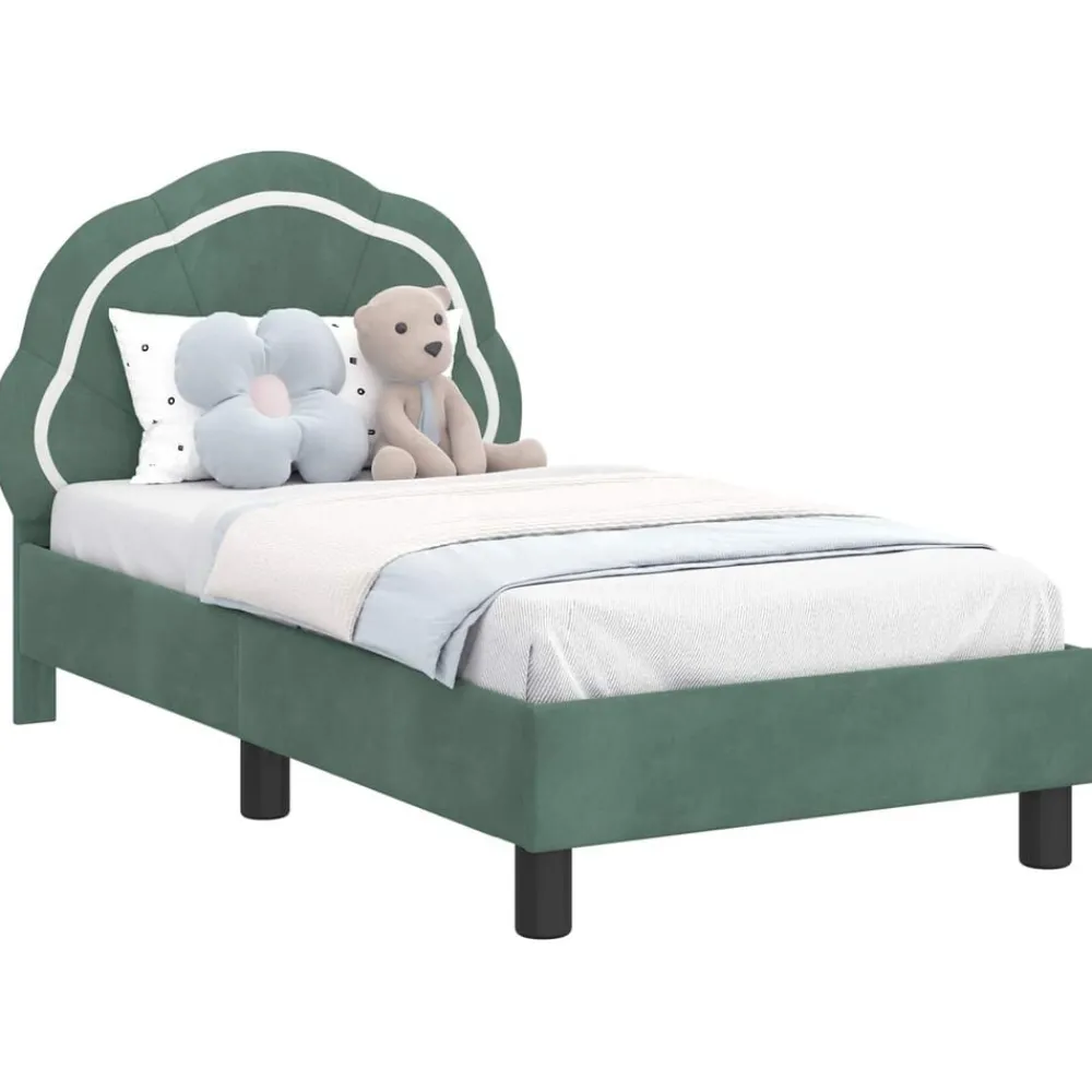Peuterbedframe met hoofdbord 70 x 140 cm Fluweel>vidaXL Clearance
