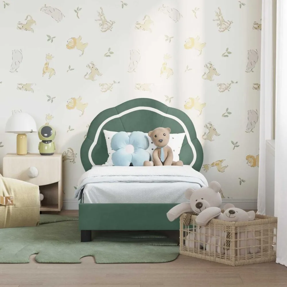 Peuterbedframe met hoofdbord 70 x 140 cm Fluweel>vidaXL Clearance