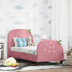 Bedden & Accessoires*vidaXL Peuterbedframe met hoofdbord Roze 70 x 140 cm Fluweel