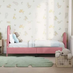 Bedden & Accessoires*vidaXL Peuterbedframe met hoofdbord Roze 70 x 140 cm Fluweel