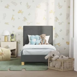 Peuterbedframe met hoofdbord 70 x 140 cm Stof><noscript><img width=