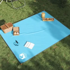 Buitensport*vidaXL Picknickkleed met haringen 205x155 cm Blauw