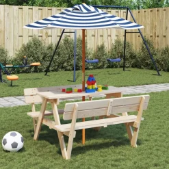 Picknicktafel voor 4 kinderen met parasol massief vurenhout>vidaXL Best