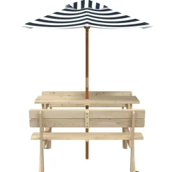 Picknicktafel voor 4 kinderen met parasol massief vurenhout><noscript><img width=