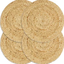 Placemats 4 st rond 38 cm jute natuurlijk>vidaXL Best
