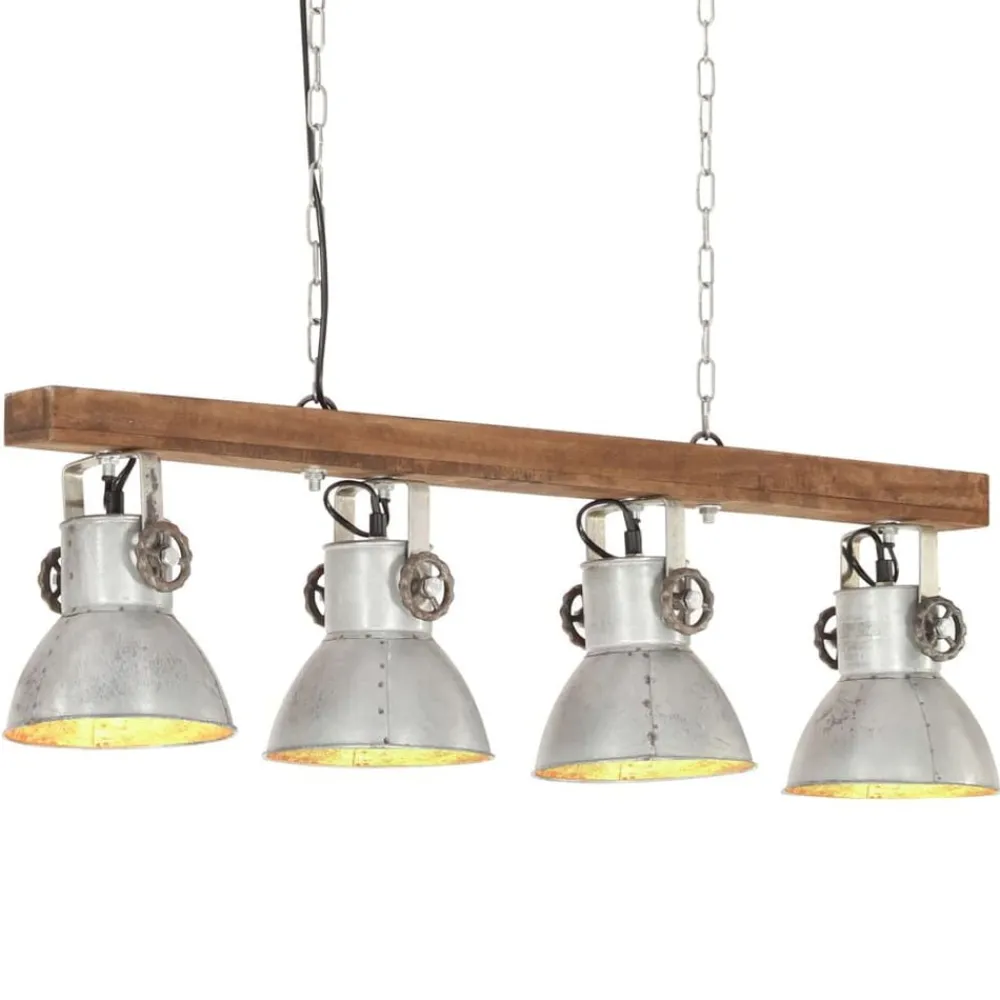 Plafondlamp industrieel E27 mangohout zilverkleurig>vidaXL Online