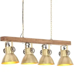 Plafondlamp industrieel E27 mangohout messingkleurig>vidaXL