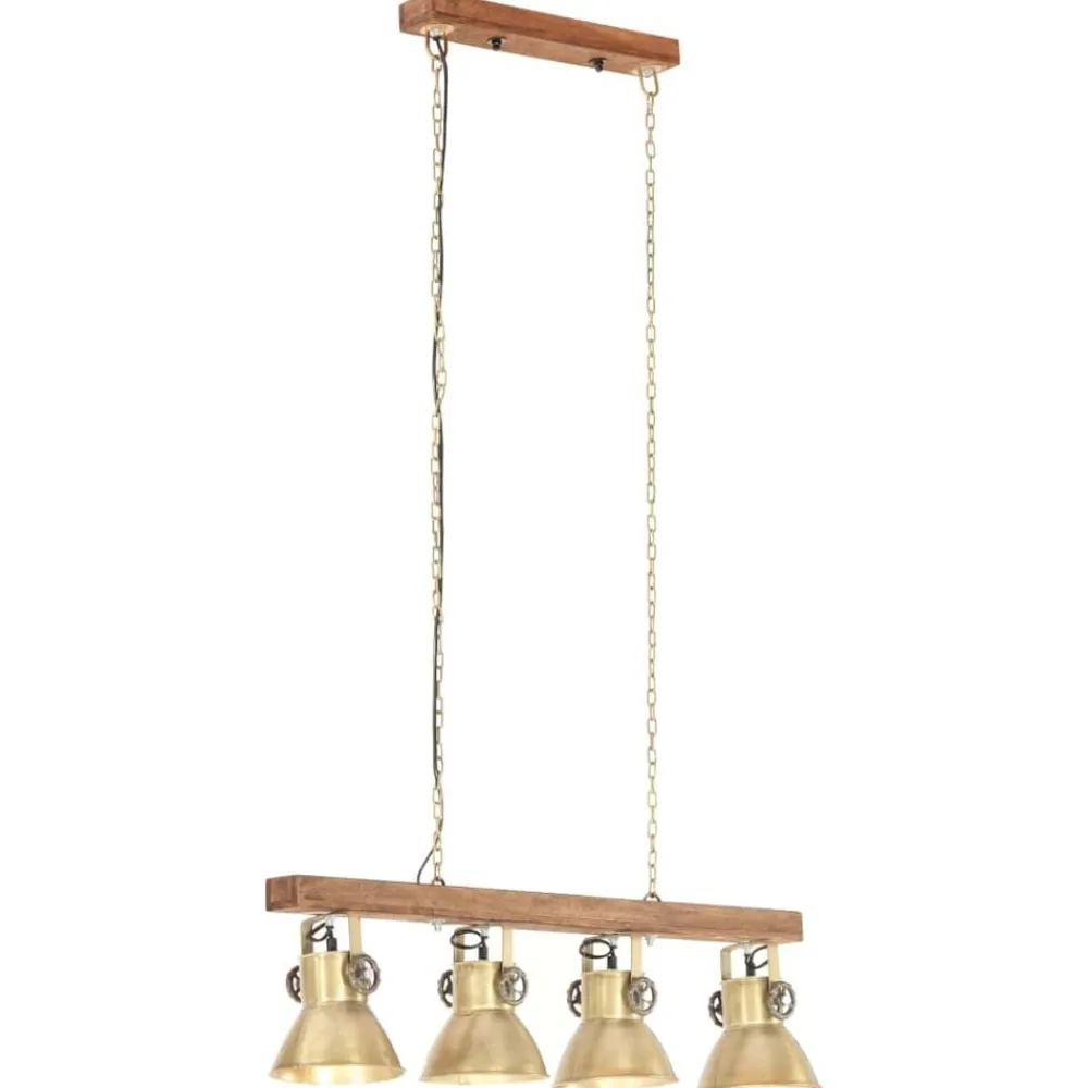 Plafondlamp industrieel E27 mangohout messingkleurig>vidaXL