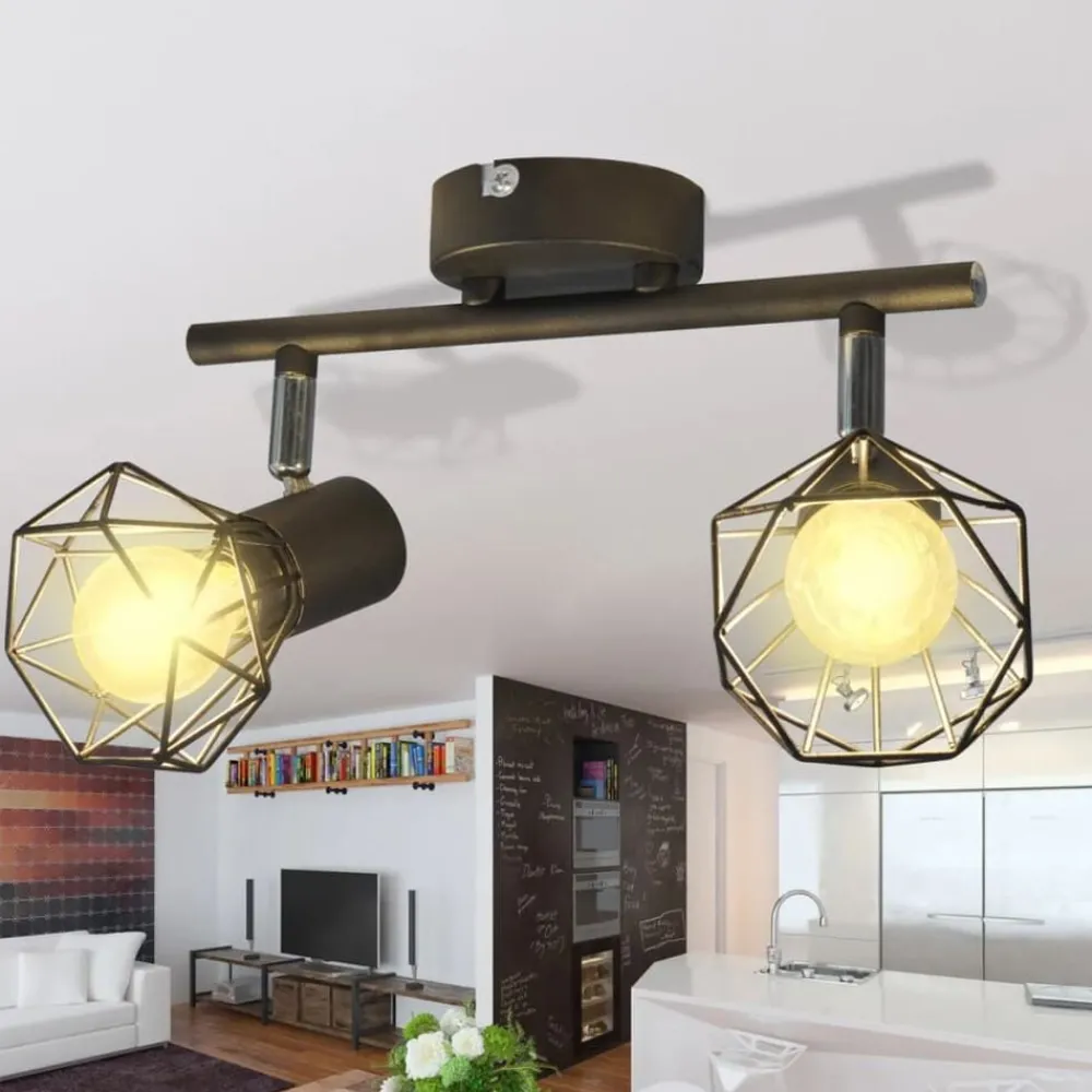 Plafondlamp met 2 LED's industriële stijl zwart>vidaXL Sale