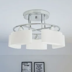 Verlichting*vidaXL Plafondlamp met ellipsvormige glazen kappen 5xE14 200W