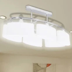 Plafondlamp met ellipsvormige glazen kappen 2 st E14><noscript><img width=