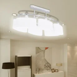 Verlichting*vidaXL Plafondlamp met ellipsvormige glazen kappen 4 st E14