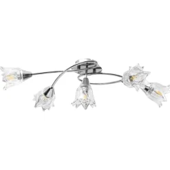 Verlichting*vidaXL Plafondlamp met glazen tulpvormige kappen 5xE14 transparant