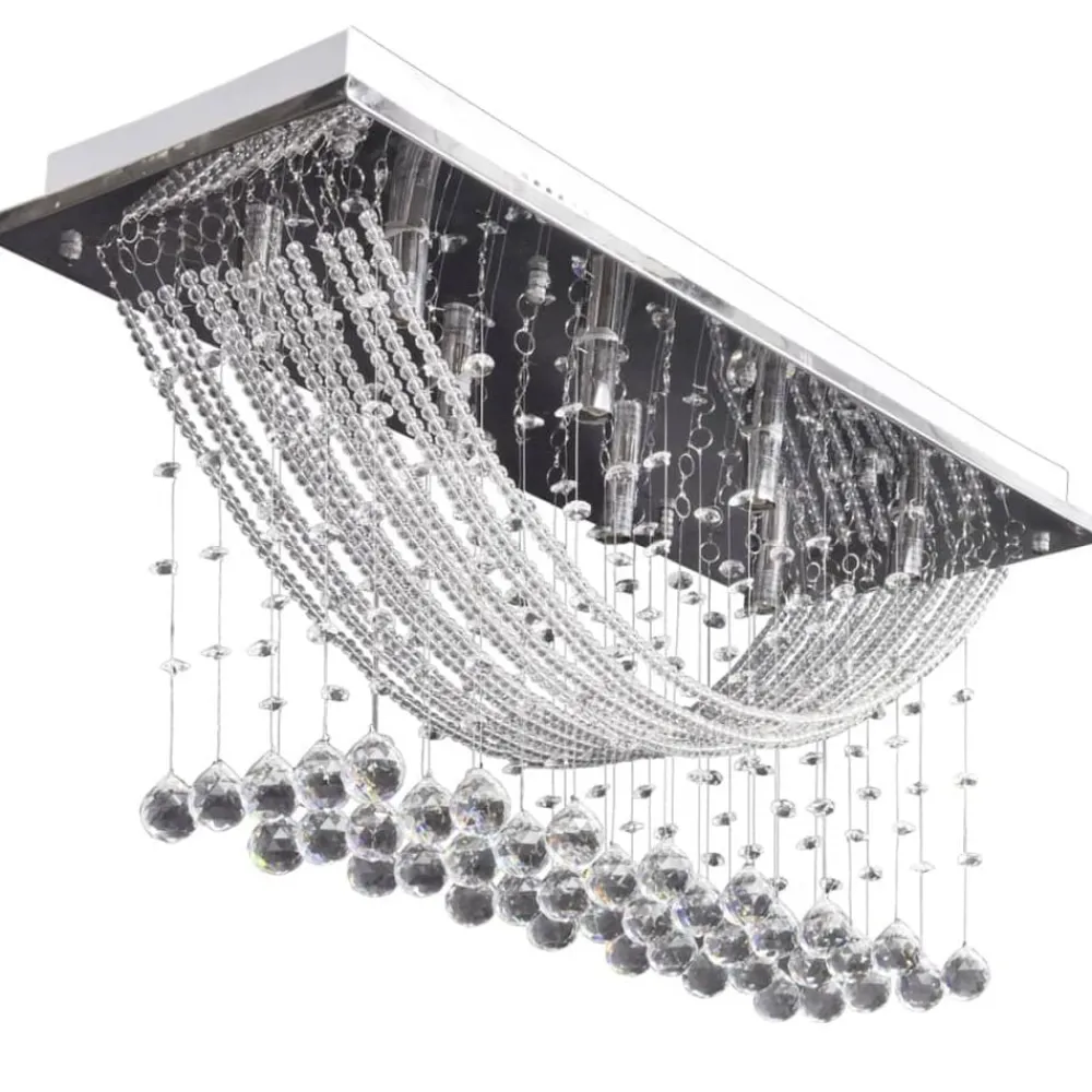 Verlichting*vidaXL Plafondlamp met glinsterende glas kristallen kralen 8xG9 29 cm