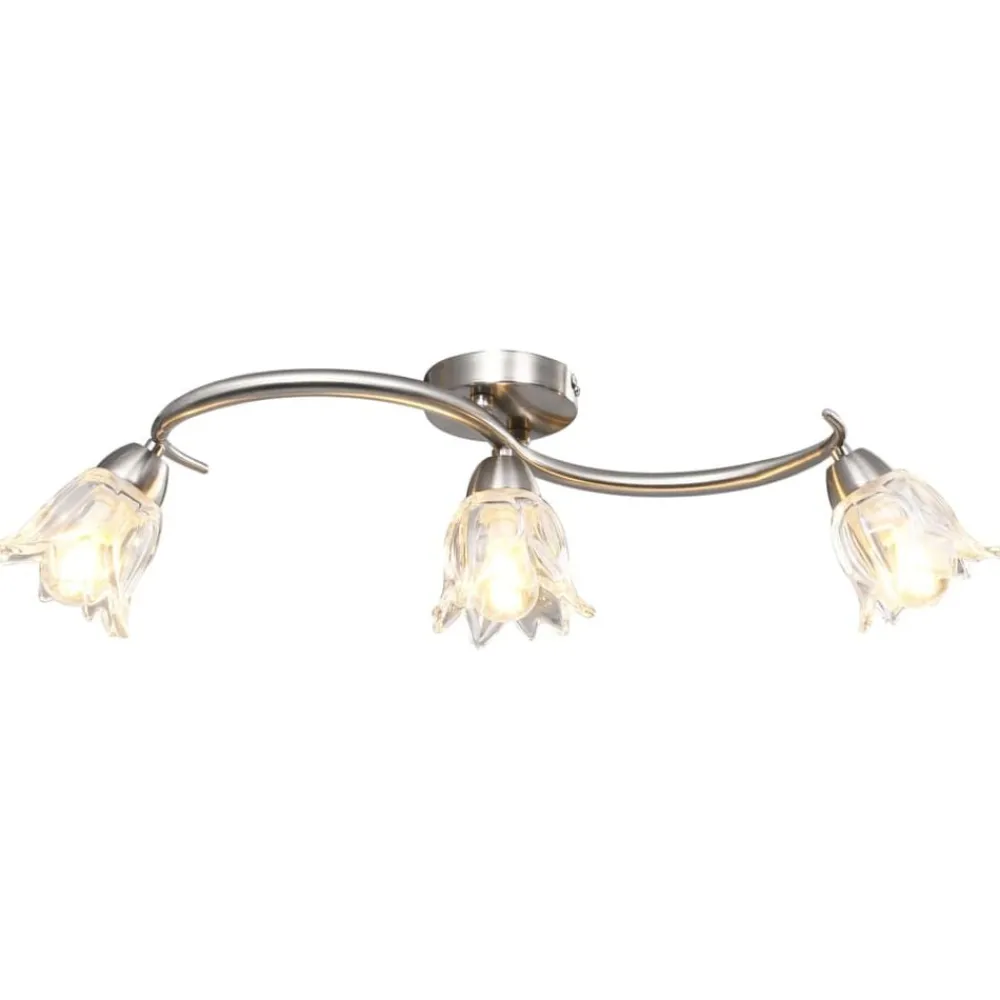 Verlichting*vidaXL Plafondlamp met glazen tulpvormige kappen 3xE14 transparant