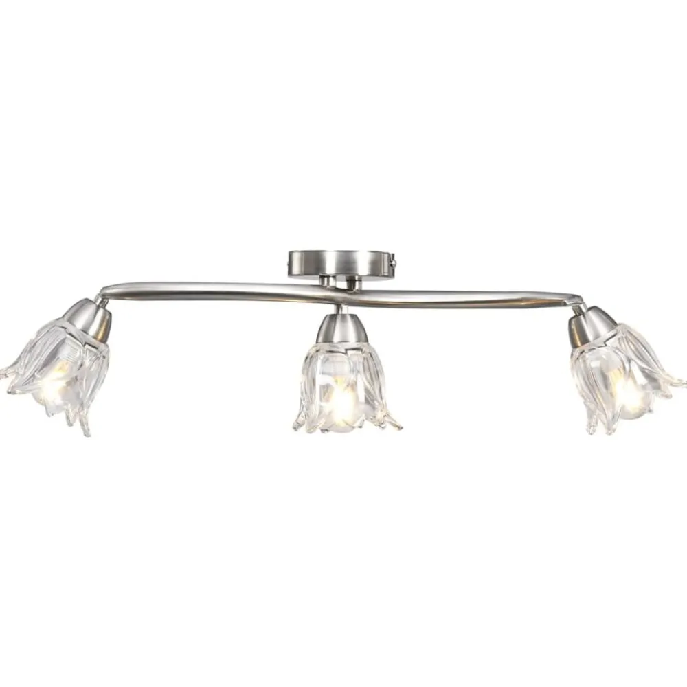 Verlichting*vidaXL Plafondlamp met glazen tulpvormige kappen 3xE14 transparant