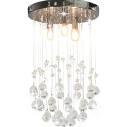 Plafondlamp met kristallen kralen rond 3xG9 zilverkleurig>vidaXL New