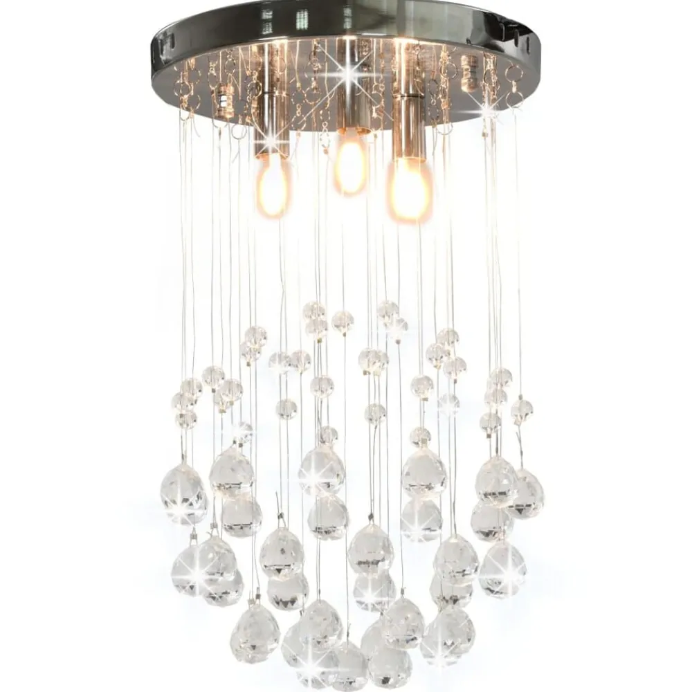 Plafondlamp met kristallen kralen rond 3xG9 zilverkleurig>vidaXL New
