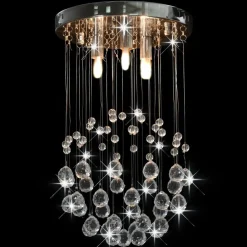 Plafondlamp met kristallen kralen rond 3xG9 zilverkleurig>vidaXL New