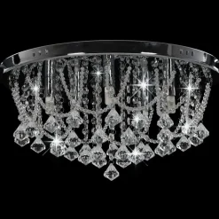 Plafondlamp met kristallen kralen rond 4xG9 zilverkleurig><noscript><img width=